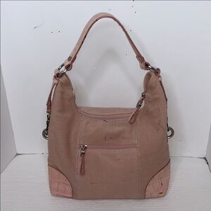 Donald J Pilner canvas and leather hobo
